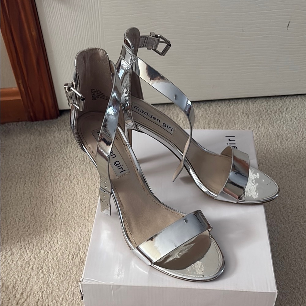 Madden Girl Silver Strappy Heels